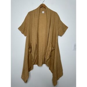 Marie La Lune Linen Draped Cardigan Patch Pockets Italy Lagenlook